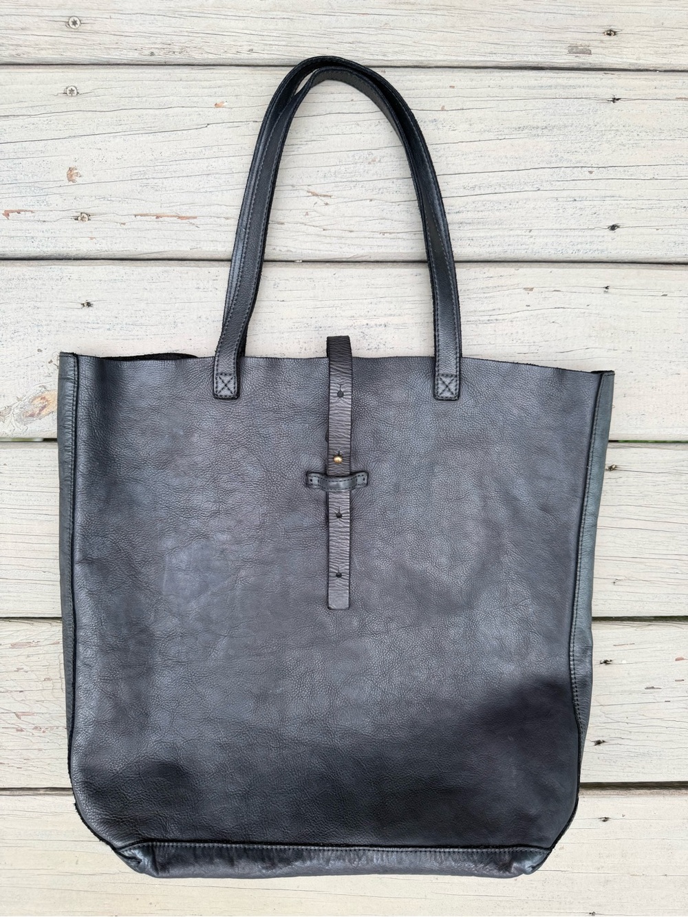 Monserat De Lucca Black Leather Tote Bag Purse